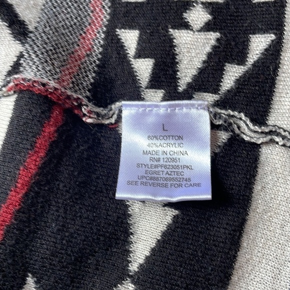 Pink Republic Black/White/Red Southwestern Print Open Front Cardigan Size L EUC - Picture 7 of 8